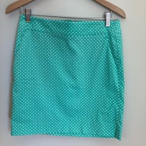 Ann Taylor green white polka dot skirt EUC